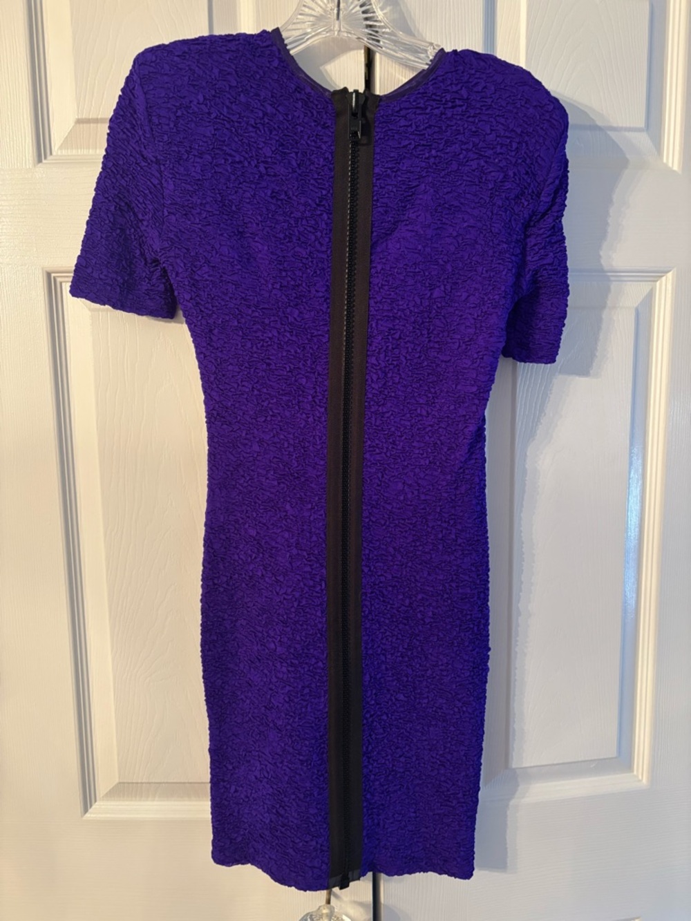 Deep Purple Textured V-Neck Mini Dress - Picture 2 of 3